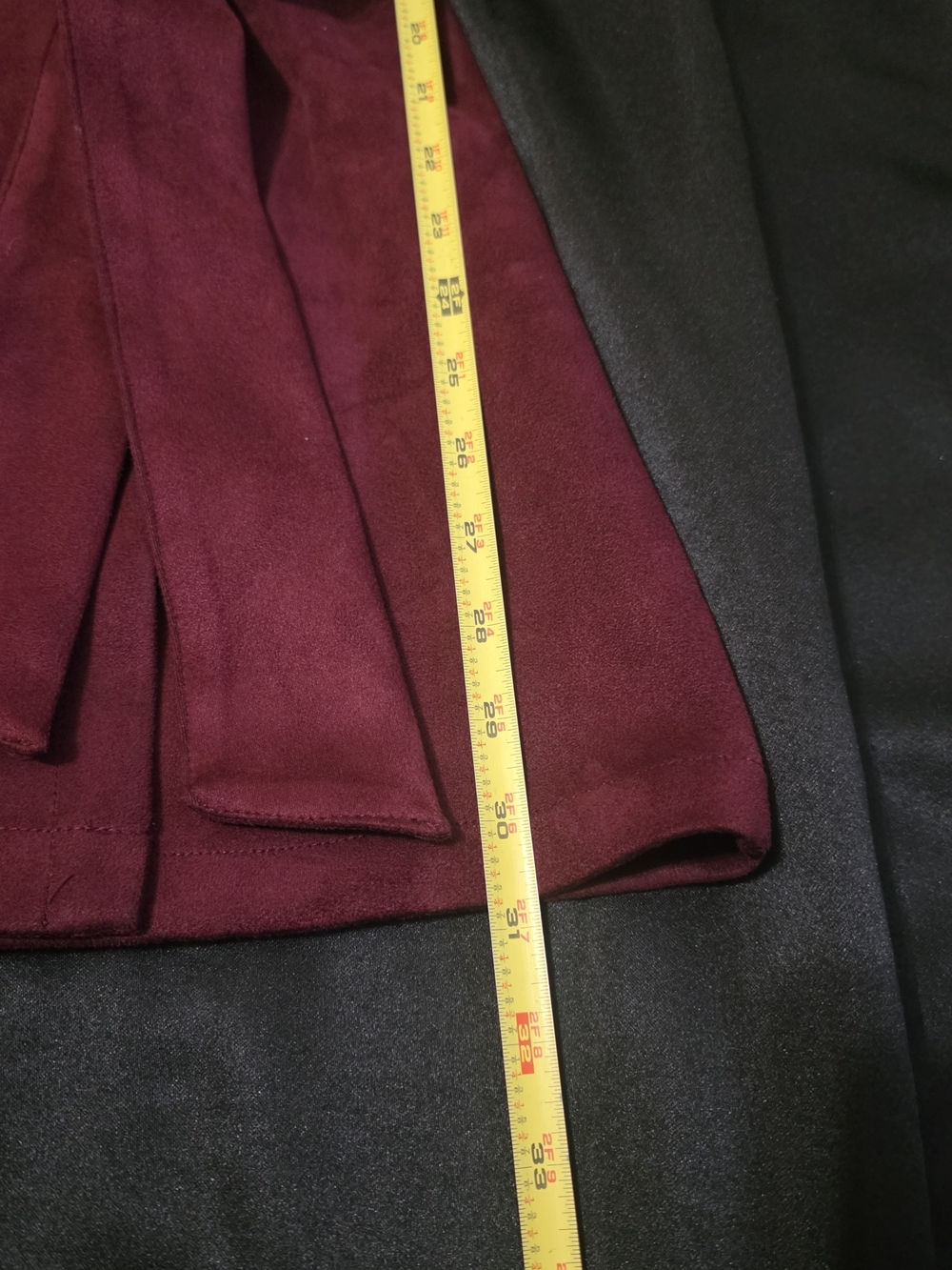 VENUS Burgundy Faux Suede Mini Dress Stretch Bow Tie - Picture 11 of 12